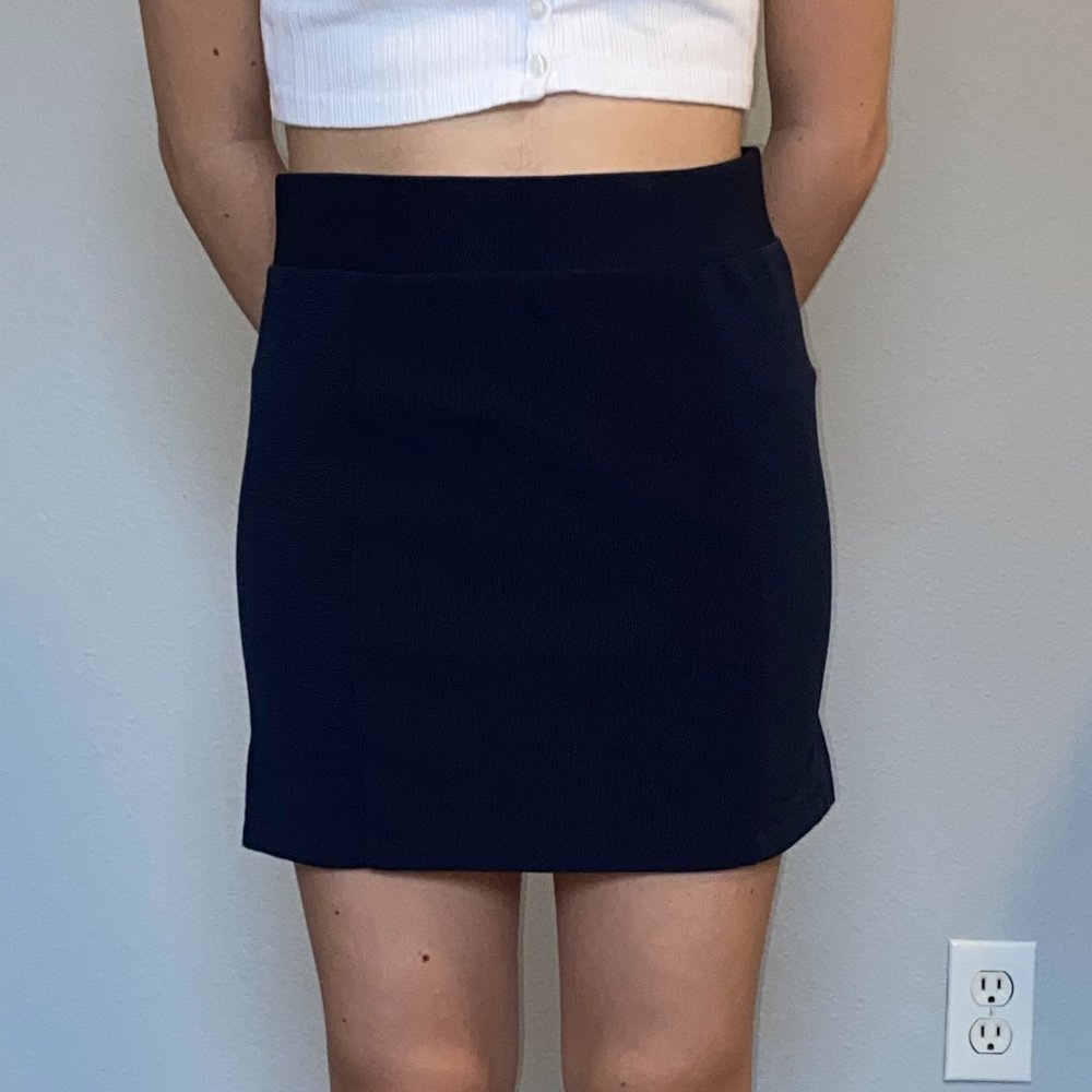 Navy Blue Fitted Mini Skirt